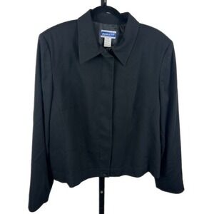 Pendleton Knockabouts Women's Black Wool Blend Button Front Blazer Size 16‎
